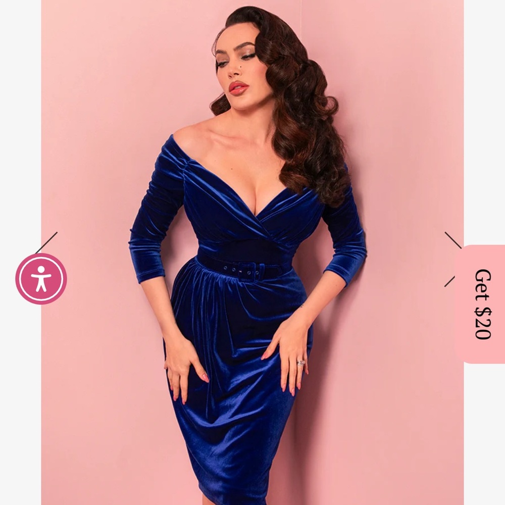 Starlet Wiggle Dress in Blue Velvet from Vixen by Micheline Pitt